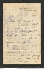 Nachlass Franz Steindachner, Brief von Alexander Goodman More an Franz Steindachner (31.01.1878), Inv.Nr. 349.03, Seite 1